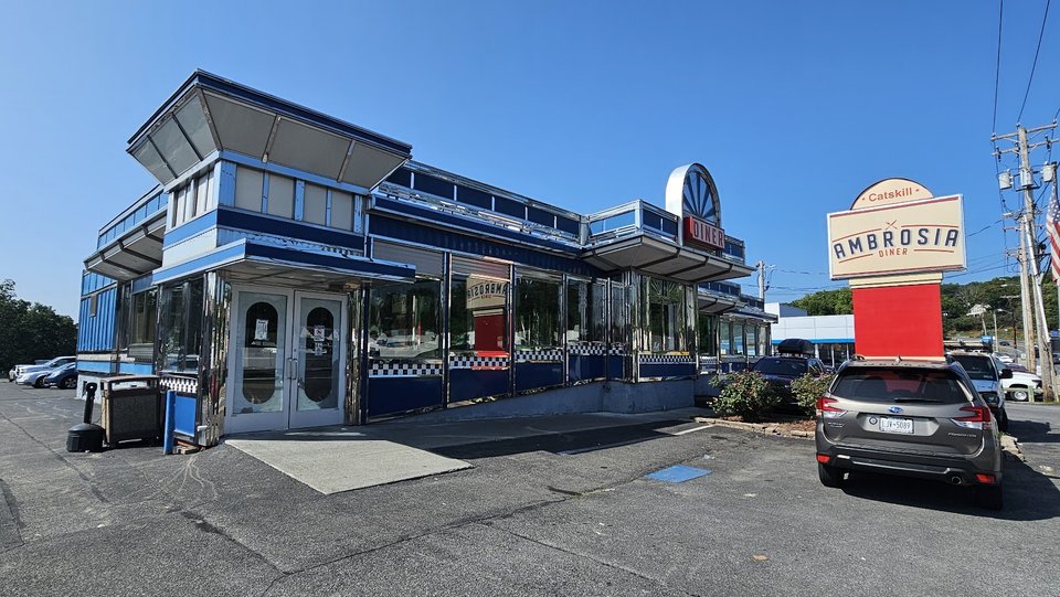 Classic diner booths and counter seating.